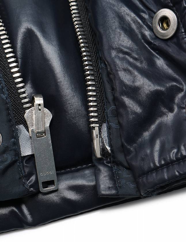 グッチ GUCCI ダウンジャケット 黒 ネイビー 紺 M アウター 48