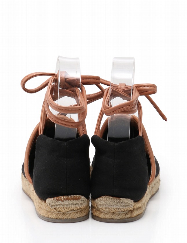 エルメス HERMES サンダル フラット リボン 黒 茶色 24cm