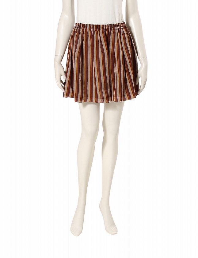 ミュウミュウ miumiu スカート フレア 茶色 黄色 マルチカラー M  