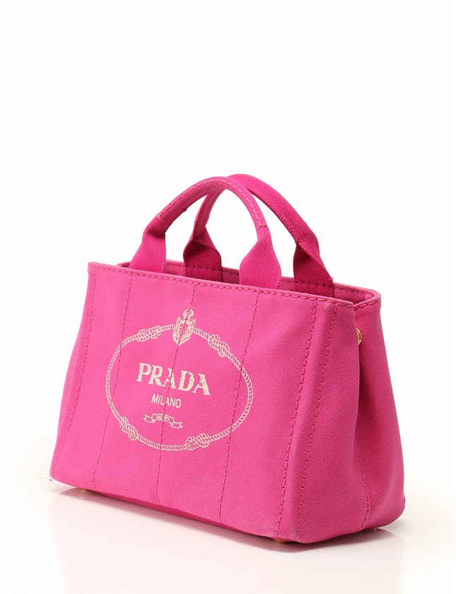 プラダ PRADA カナパ トートバッグ ピンク キャンバス 保存袋付き 
