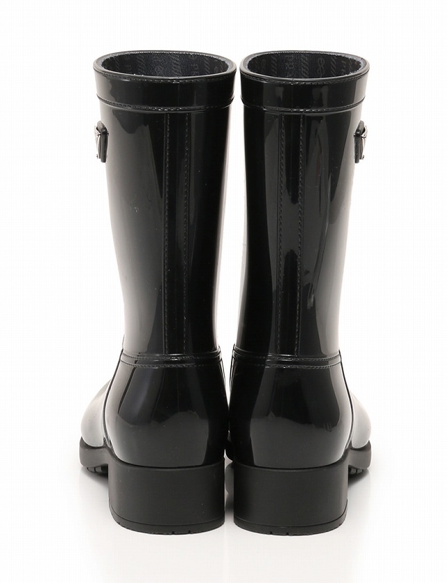PRADA プラダ ブラック レインブーツ ショート ラバー 黒