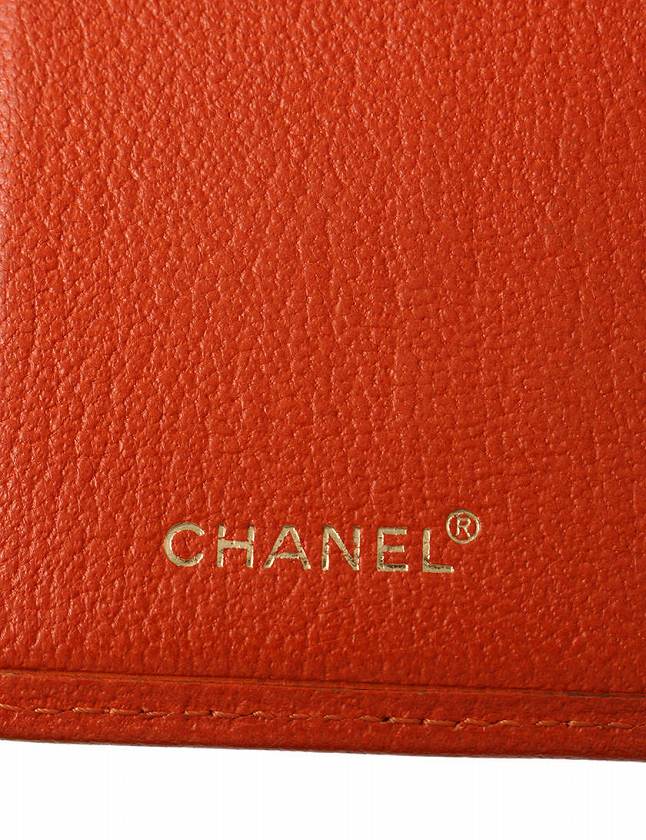 シャネル CHANEL 長財布 2つ折り財布 オレンジ ココマーク 小物 レザー