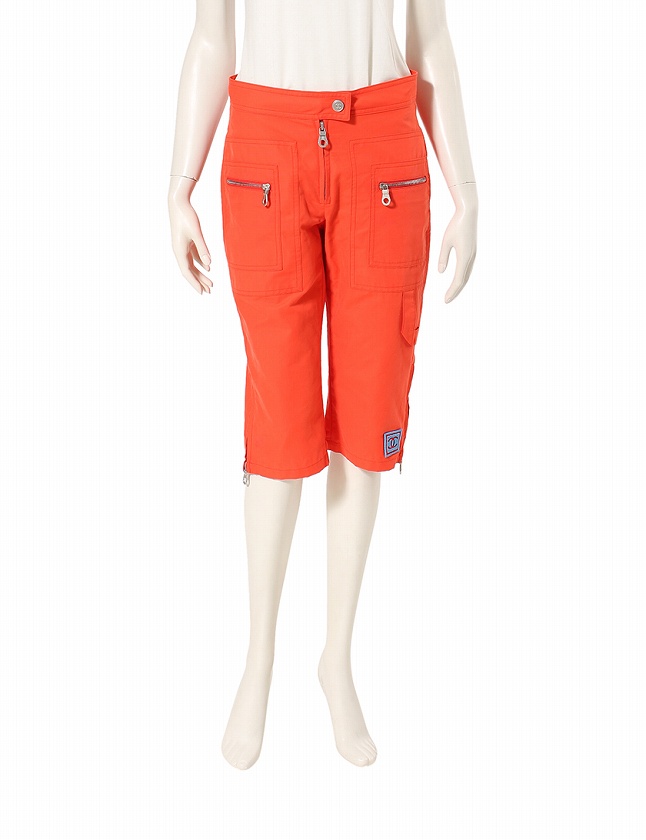 シャネル CHANEL カプリパンツ オレンジ XS ボトムス 36 コットン 綿  