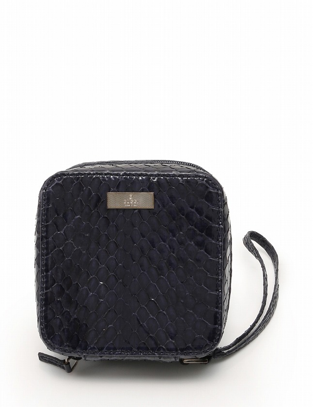 グッチ GUCCI ポーチ スクエア ネイビー 紺 小物 パイソン