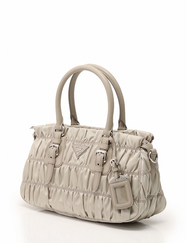 プラダ PRADA ハンドバッグ ベージュグレー ナイロン レザー BN2869 