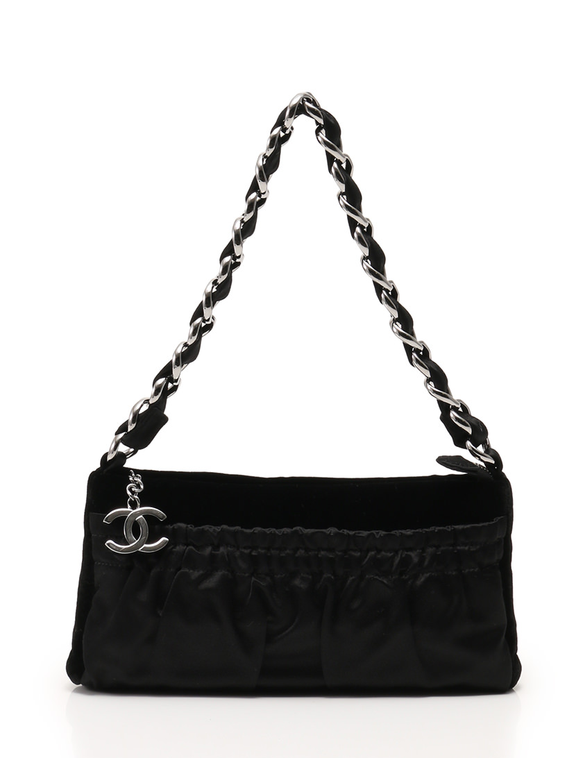 シャネル CHANEL イブニングバッグ 黒 ブラック シルバー金具 