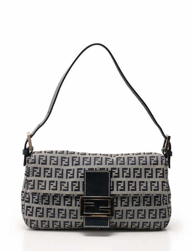 フェンディ FENDI ショルダーバッグ マンマバケット 紺 グレー 