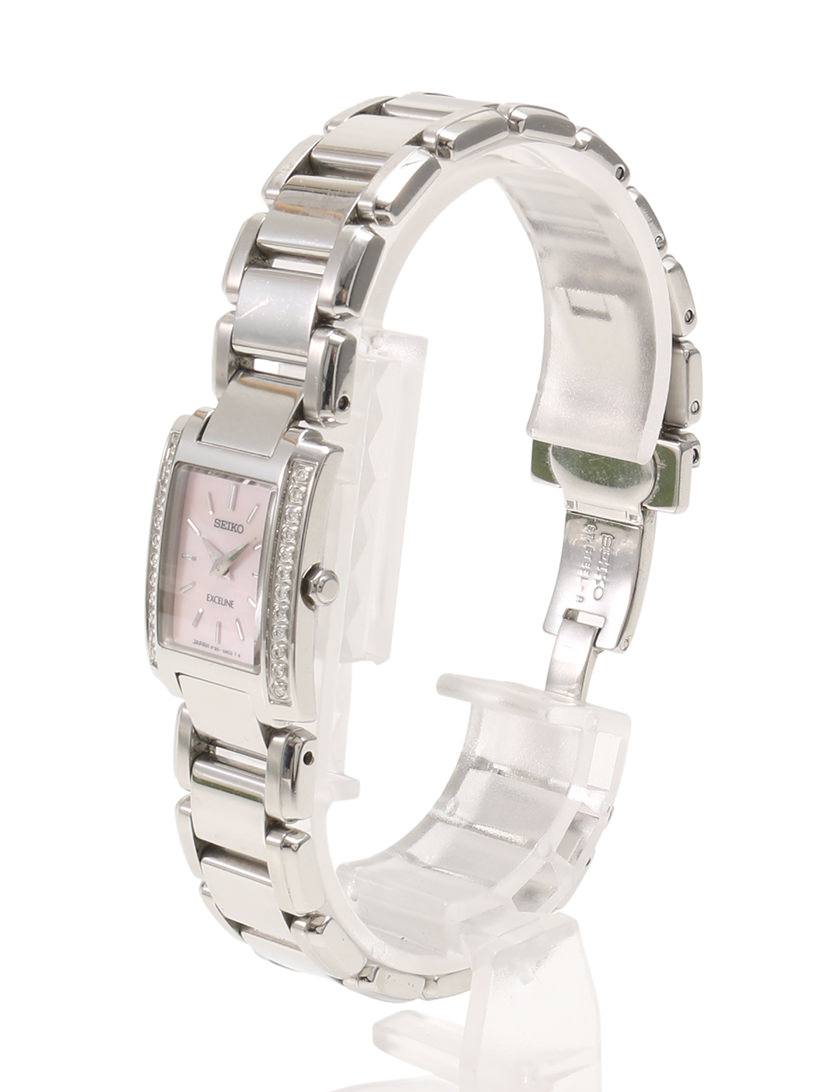 美品 エクセリーヌ SEIKO ダイヤベゼル シェル レディース腕時計 F567 エクセリーヌ SEIKO ダイヤベゼル シェル レディース 腕時計 F567