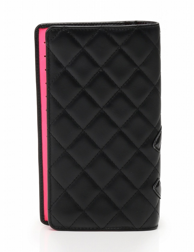 シャネル CHANEL カンボンライン 長財布 二つ折り 黒 ブラック ピンク 