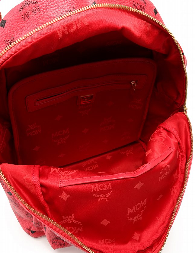 エムシーエム MCM リュック バックパック 赤 レッド ゴールド