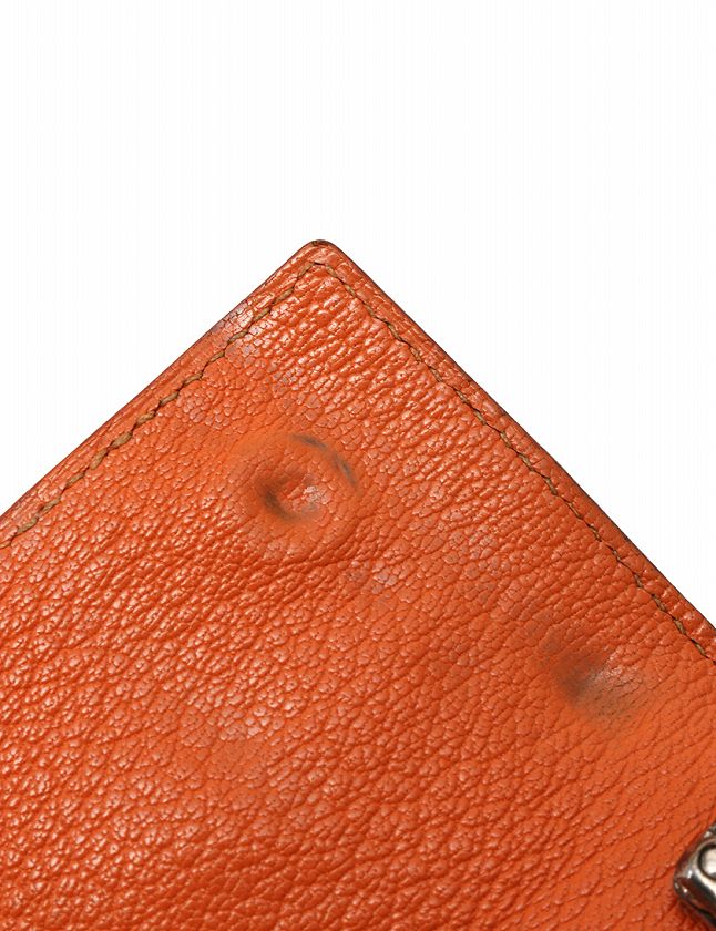 エルメス HERMES キーケース 4連 オレンジ シルバー金具 小物 リザード