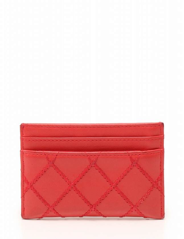 シャネル CHANEL カードケース パスケース 赤 レッド シルバー金具 