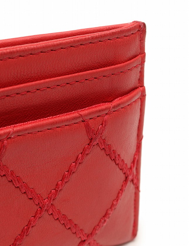 シャネル CHANEL カードケース パスケース 赤 レッド シルバー金具 