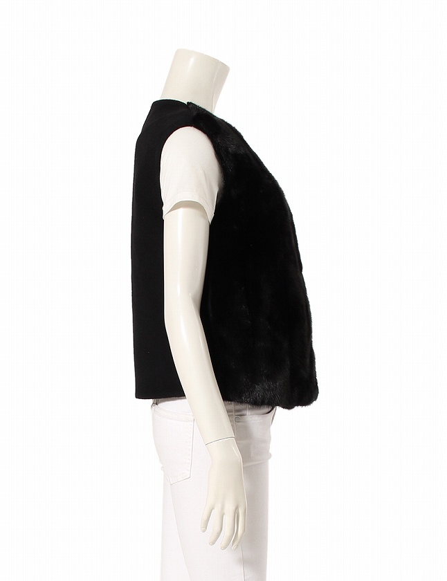 エルメス HERMES ベスト ジレ 黒 ブラック XS アウター 34 ミンク