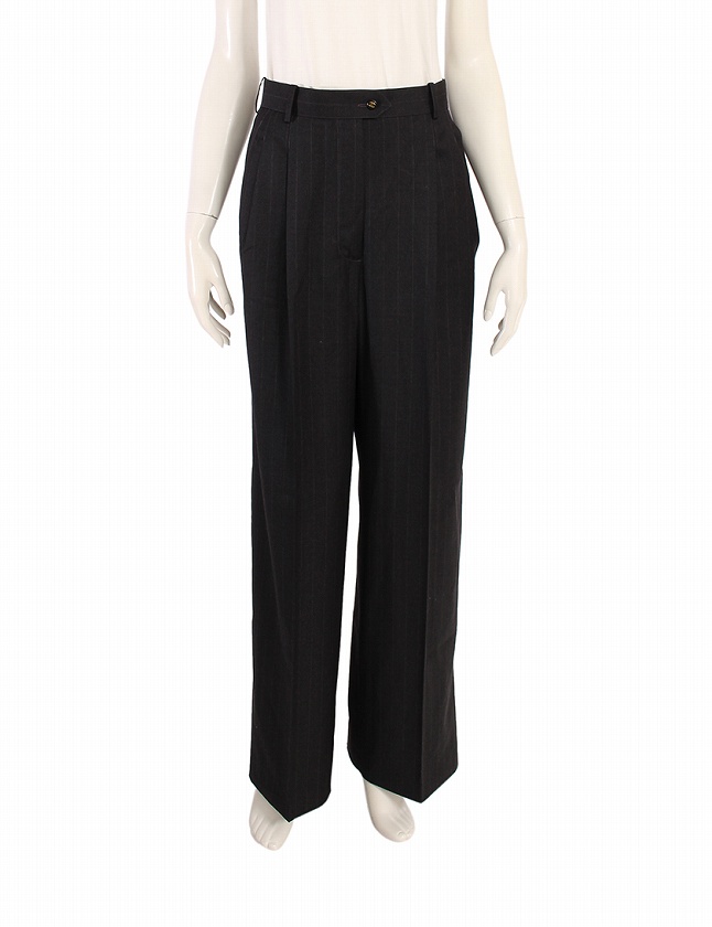 シャネル CHANEL スラックスパンツ ワイドパンツ グレー ココマーク M  