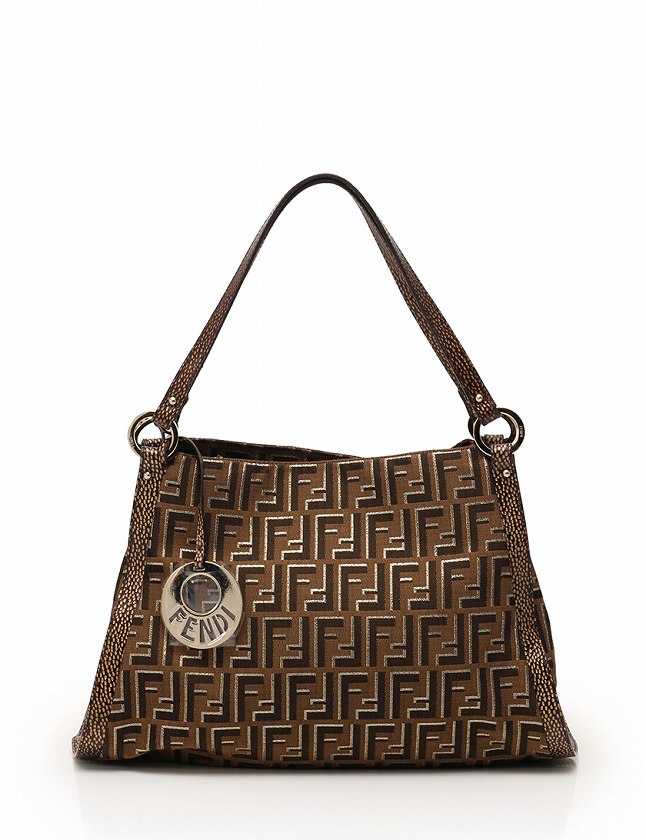 フェンディ FENDI トートバッグ ズッカ カーキ 茶色 ゴールド