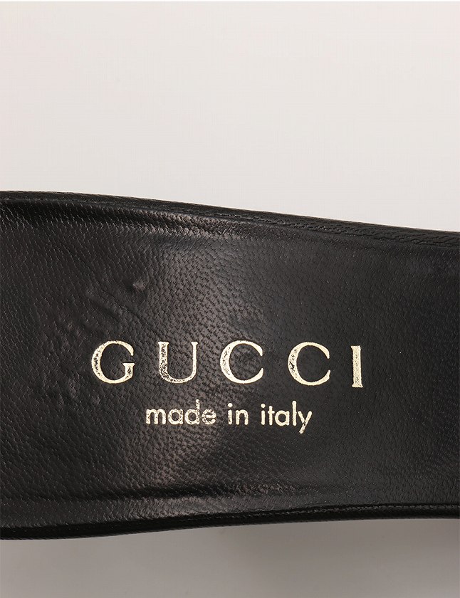 グッチ GUCCI ミュール サンダル ヒール 黒 ブラック GG柄 22.5cm 