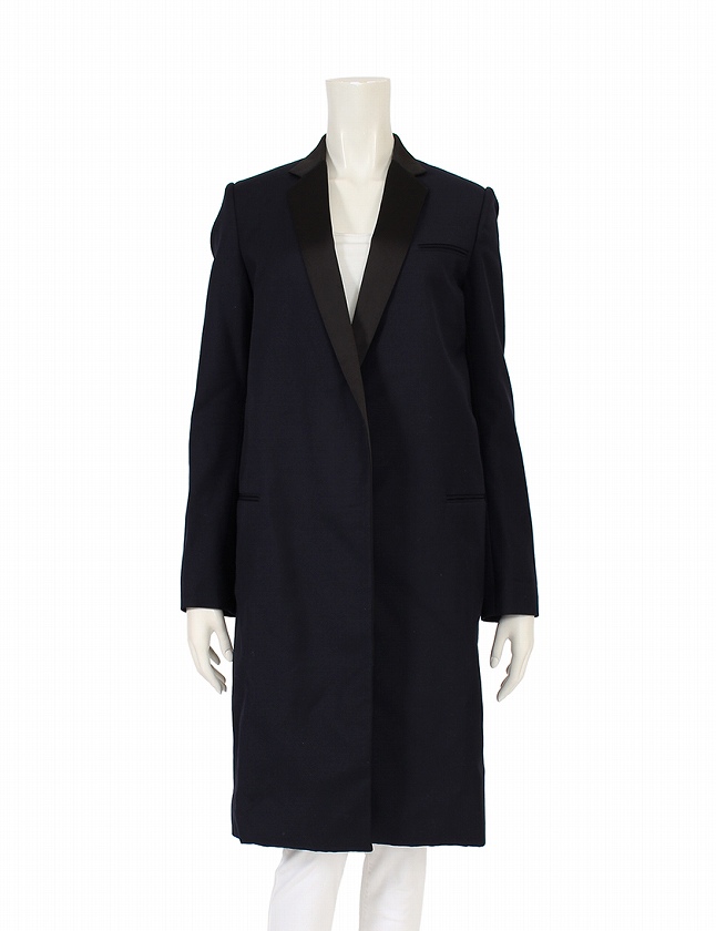 セリーヌ CELINE チェスターコート ロングコート ネイビー 紺 XS 