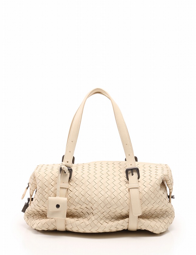 ボッテガヴェネタ BOTTEGA VENETA ボストンバッグ アイボリー イントレ  