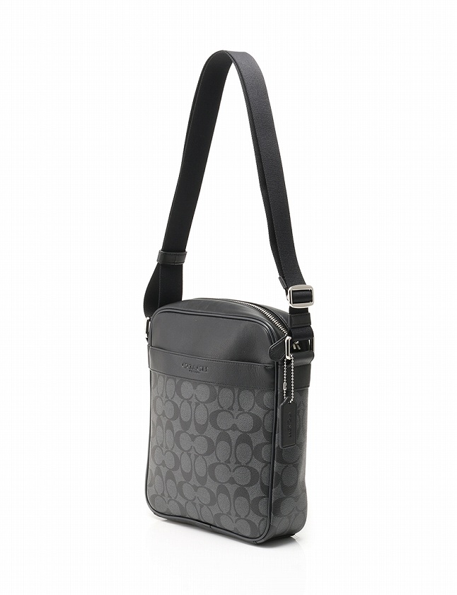 コーチ COACH ショルダーバッグ 黒 ブラック グレー シグネチャー 