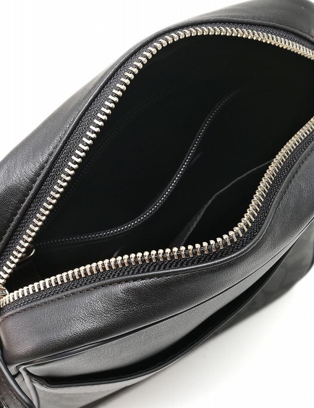 コーチ COACH ショルダーバッグ 黒 ブラック グレー シグネチャー 