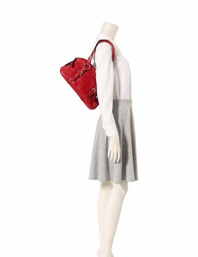 コーチ COACH ショルダーバッグ ハンドバッグ 赤 レッド シルバー