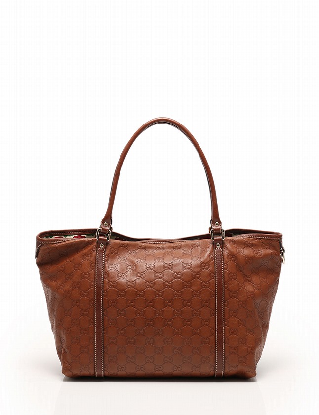 グッチ GUCCI トートバッグ グッチシマ 茶色 ブラウン レザー 197953 