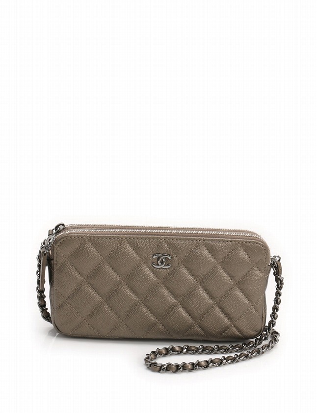 シャネル CHANEL 財布 チェーンウォレット マトラッセ ブロンズ グレー