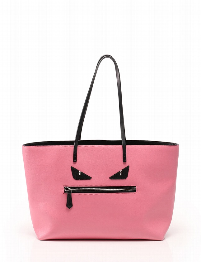 フェンディ FENDI トートバッグ モンスター ピンク 黒 レザー ROLL BAG 