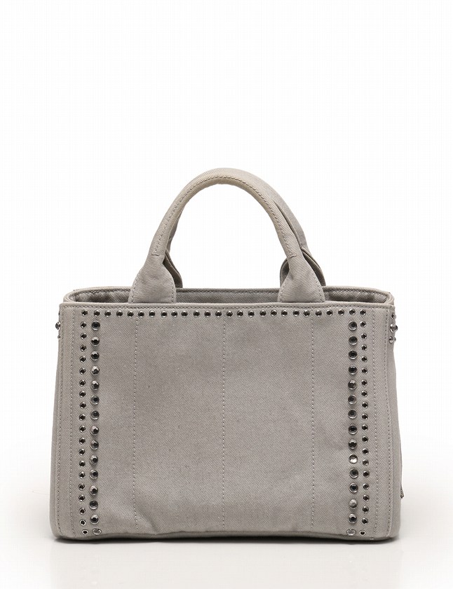 PRADA スタッズ付き グレー バッグ プラダ PRADA カナパ トートバッグ