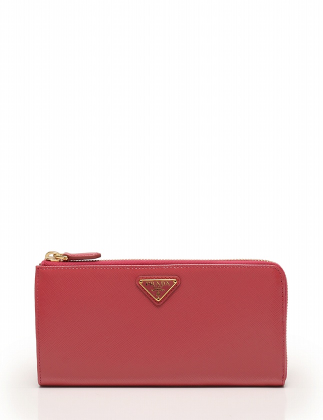 プラダ PRADA 長財布 ピンク ゴールド 小物 サフィアーノ エナメル 