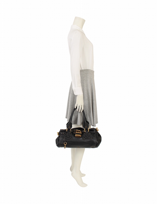 クロエ CHLOE ハンドバッグ パディントン 黒 ブラック ゴールド