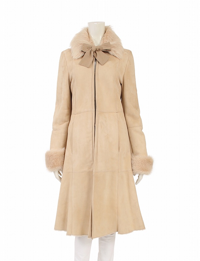 マックスマーラ MAX MARA ムートンコート ロングコート ベージュ S 