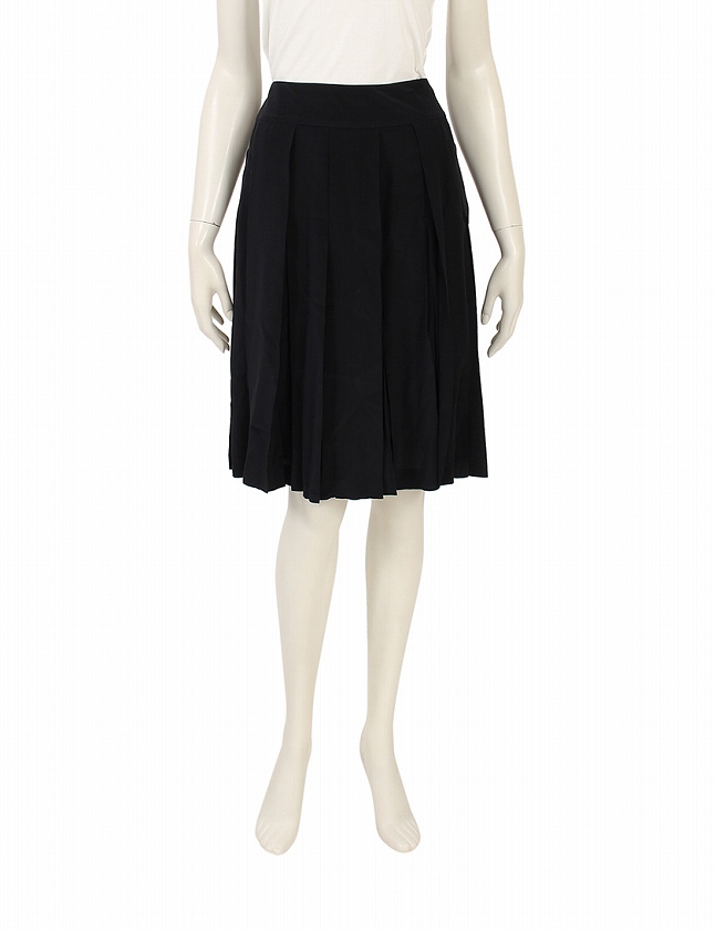 シャネル CHANEL スカート プリーツスカート 01 P 黒 ブラック M  