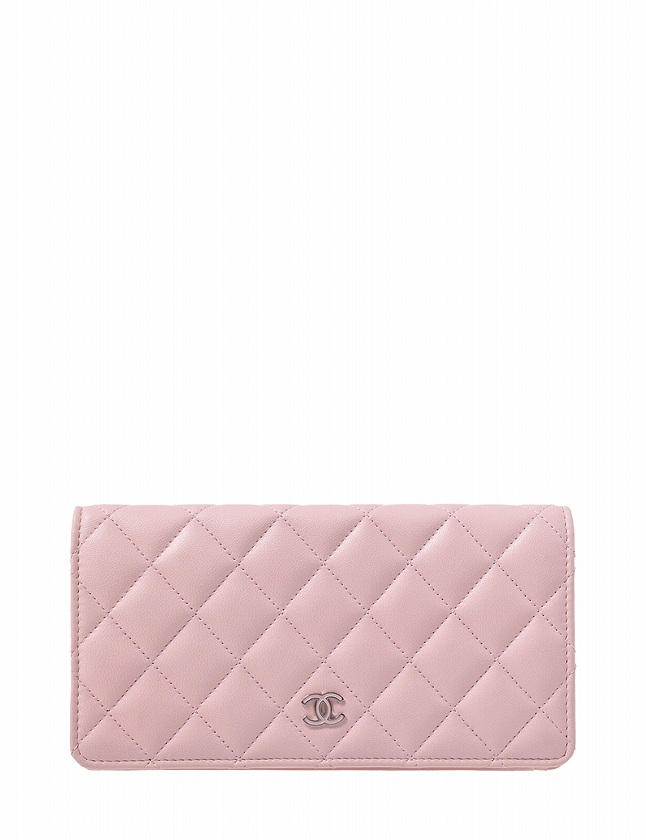 シャネル CHANEL 長財布 マトラッセ ココマーク 二つ折り ピンク 小物  