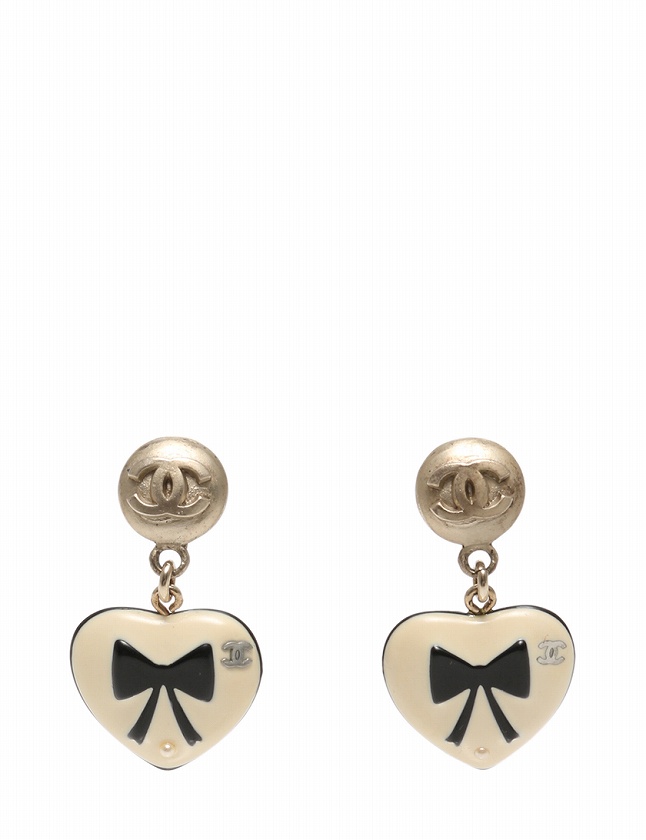 シャネル CHANEL ピアス ココマーク 06 P アイボリー 黒 シルバー  