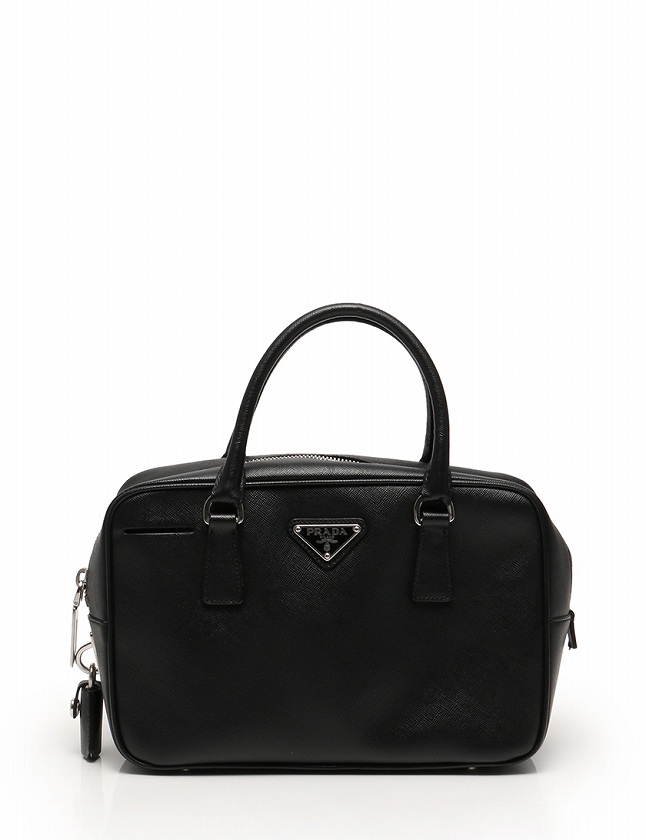 プラダ PRADA ハンドバッグ 黒 ブラック シルバー レザー BN1113 