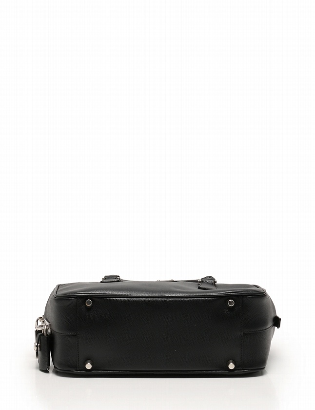 プラダ PRADA ハンドバッグ 黒 ブラック シルバー レザー BN1113