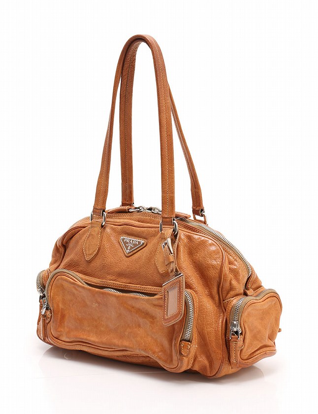 プラダ PRADA ショルダーバッグ 茶色 キャメル レザー 保存袋