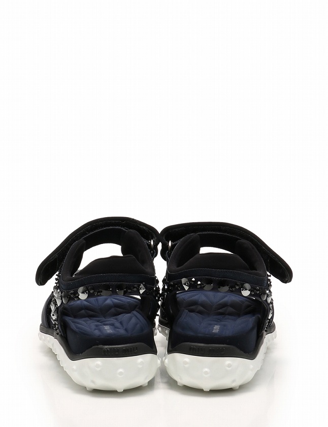 ミュウミュウ miumiu スポーツサンダル フラット ネイビー 紺 黒 26cm 