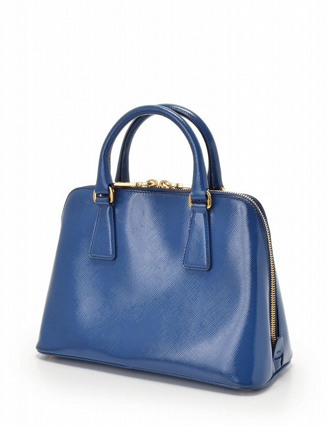 プラダ PRADA ハンドバッグ ショルダーバッグ 青 ブルー ゴールド 