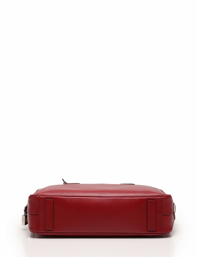 プラダ PRADA ビジネスバッグ ブリーフケース 赤 レッド シルバー 