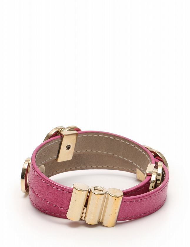 BVLGARI ロゴマニア ベルト サークルバックル ピンク キャンバス×レザー BVLGARI ブルガリ ロゴマニア ベルト サークルバックル