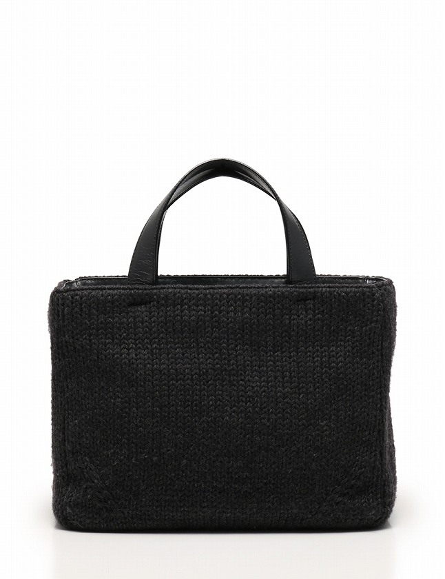 プラダ PRADA ハンドバッグ トートバッグ ニット ダークグレー 黒