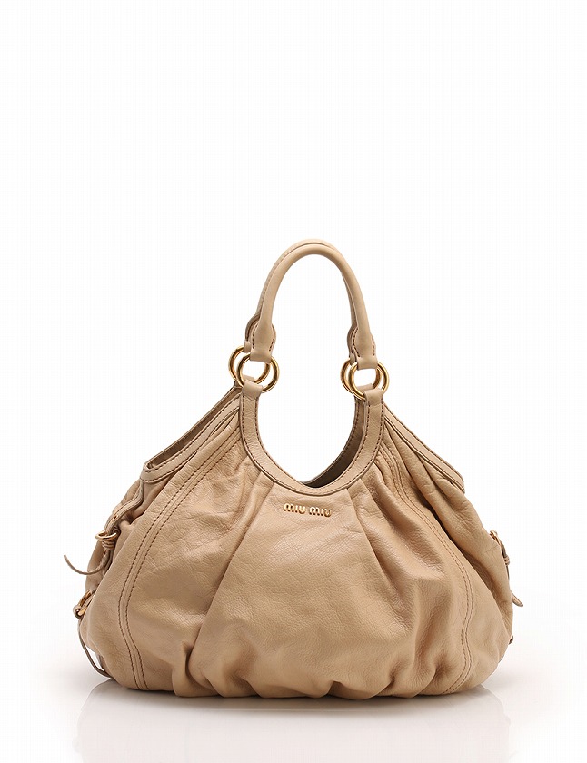ミュウミュウ miumiu ショルダーバッグ ベージュ ゴールド レザー 
