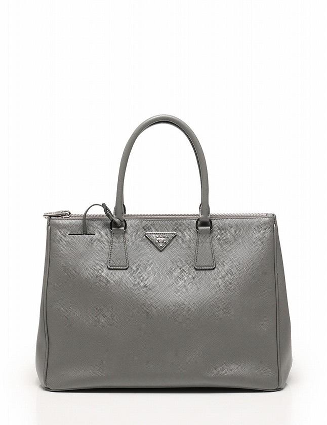 プラダ PRADA ハンドバッグ ショルダーバッグ グレー シルバー レザー 