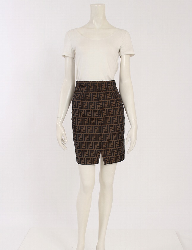 フェンディ FENDI スカート カーキ 茶色 M ボトムス ミニ丈 タイト  