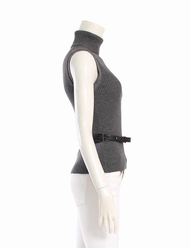 プラダ PRADA ニット セーター ノースリーブ グレー M トップス 無地  