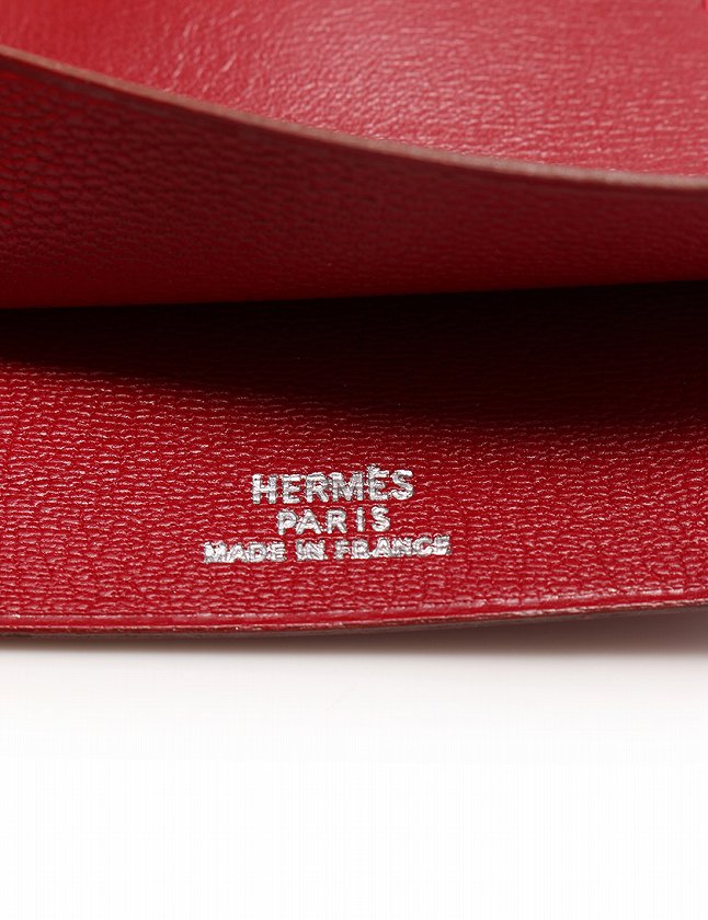 エルメス HERMES クロシェット キーリング付き 赤 レッド シルバー 