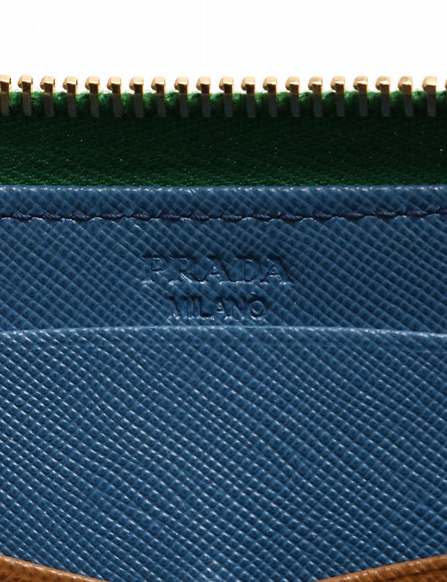 PRADA プラダ 長財布　イントレチャート　金　緑　ラウンドファスナー　レザー プラダ PRADA 長財布 ラウンドファスナー 緑 グリーン ゴールド